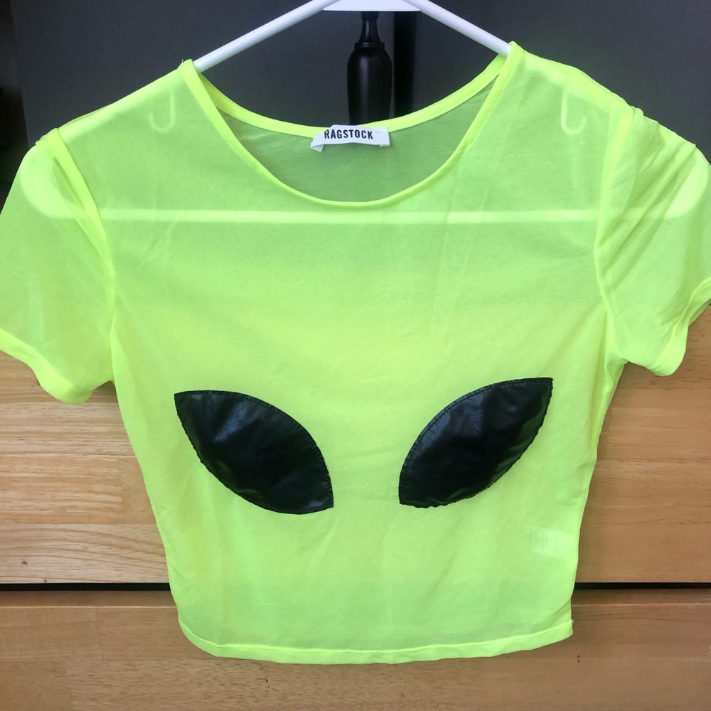 Sheer Neon Alien Crop Top
